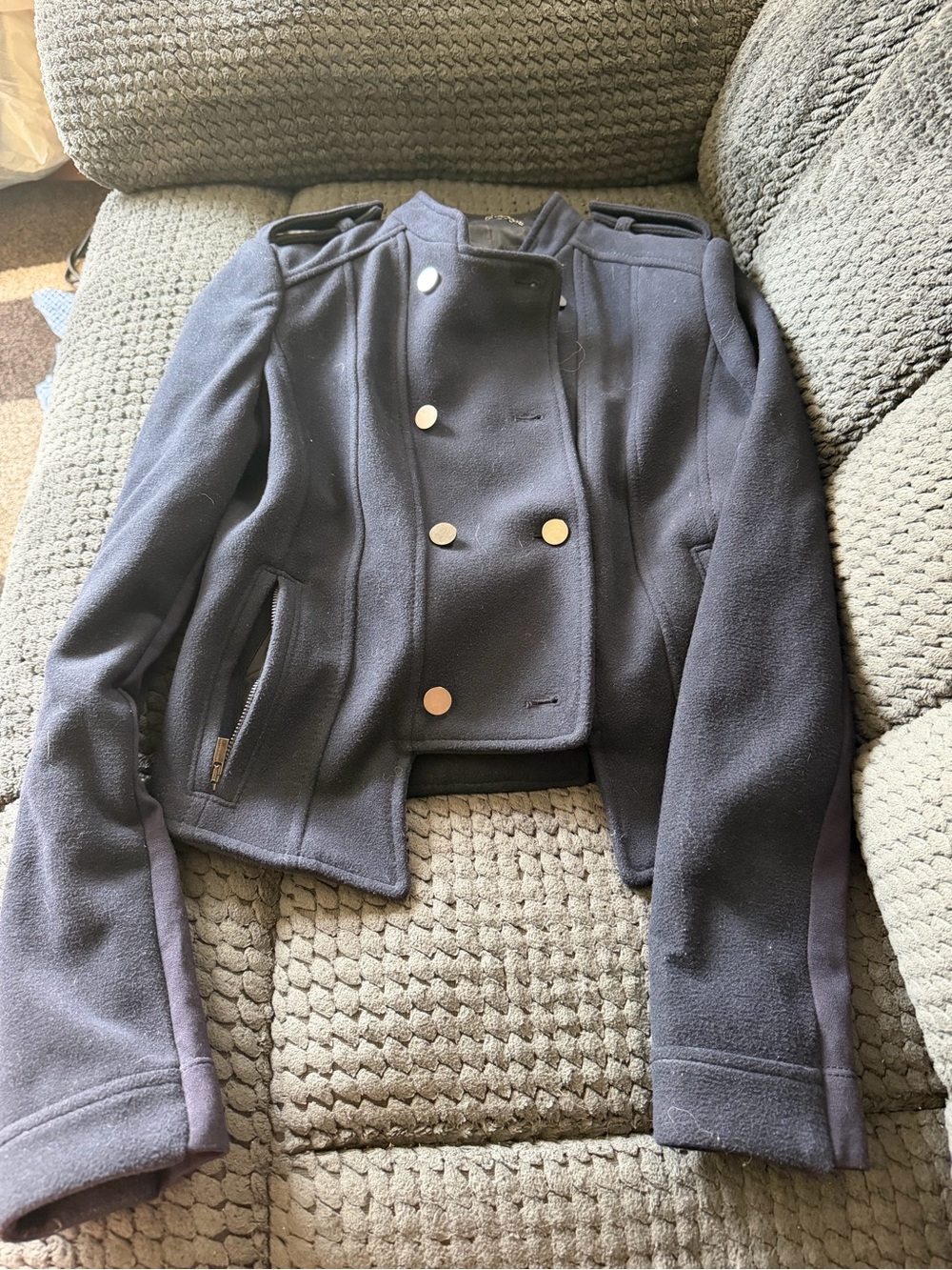 BCBGMaxAzria Navy Double-Breasted Military Style Jacket